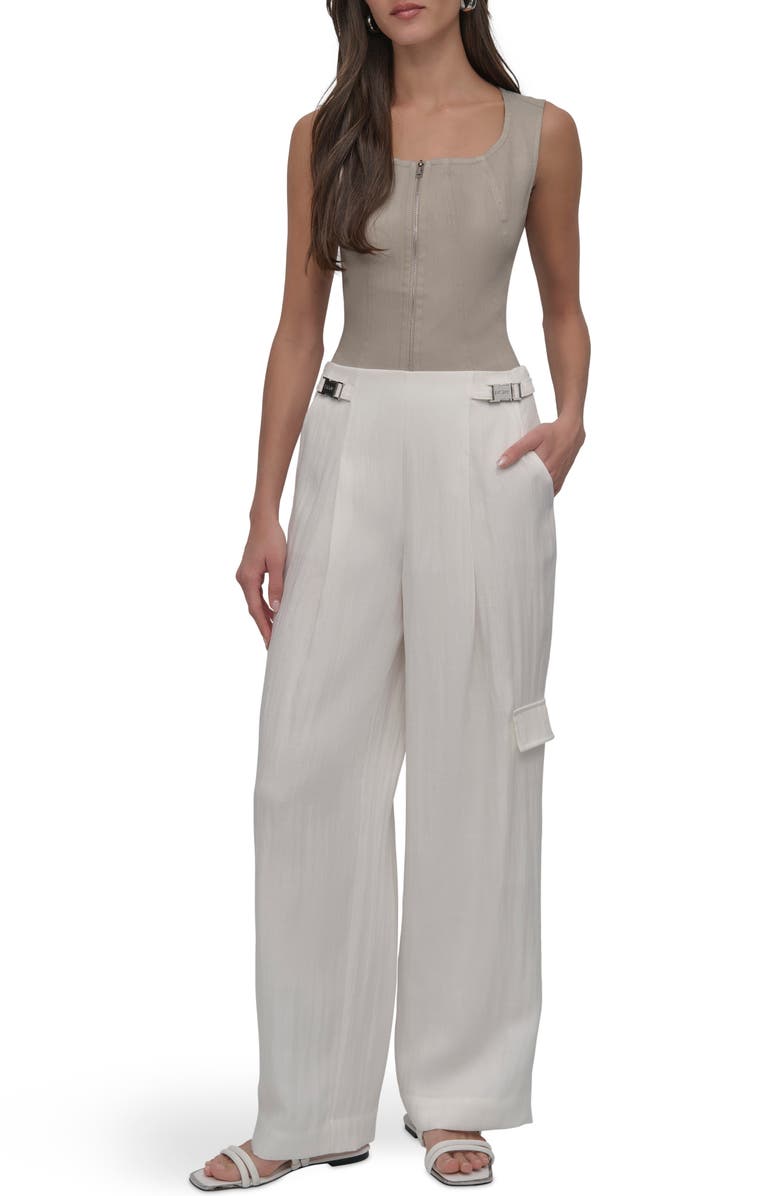 DKNY Weathered Twill Cargo Pants, Alternate, color, Ivory