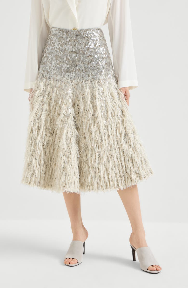 Brunello Cucinelli Dazzling dégradé skirt, Main, color, Grey