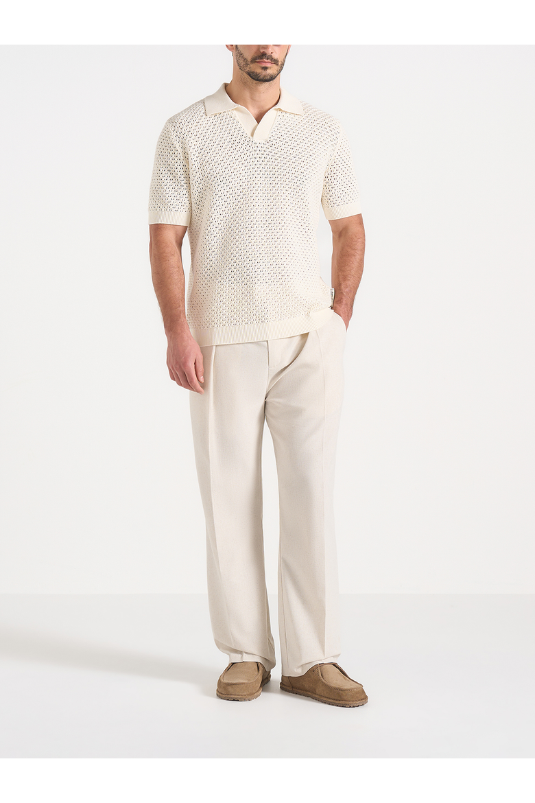 Dorian Relaxed Fit Twill Pleated Linen Trousers, Alternate, color, Natural