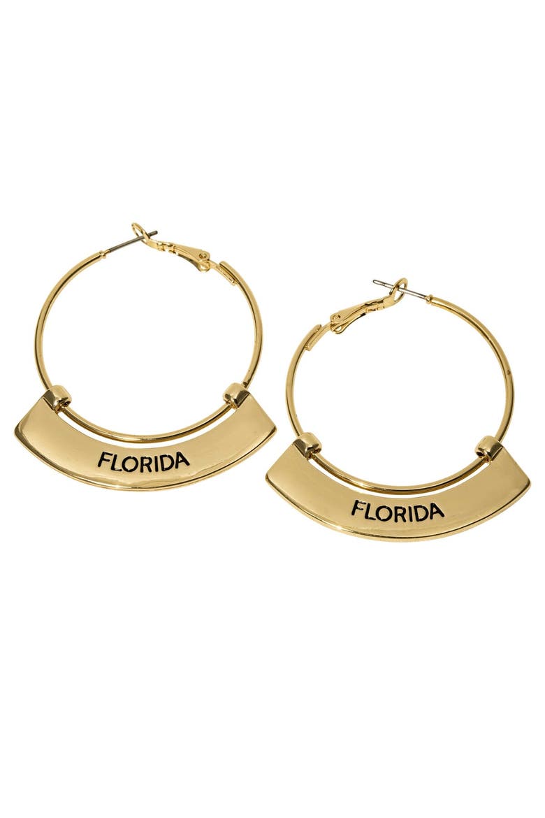 Florida Gators Weller Gold Hoop Earrings, Main, color, Gold