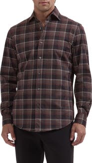 Bugatchi Devon OoohCotton Plaid Button Up Performance Shirt