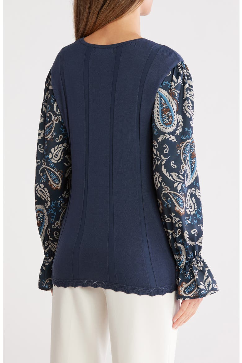 Print Sleeve Top, Alternate, color, INK/ BISQUE