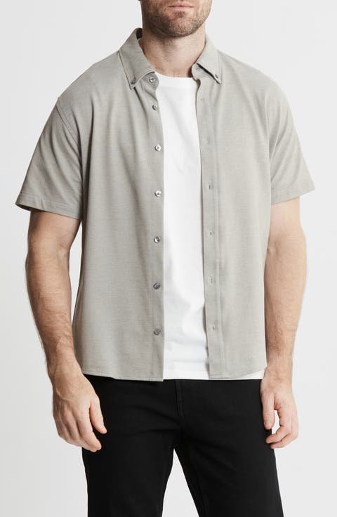 Short Sleeve Stretch Oxford Button-Up Shirt