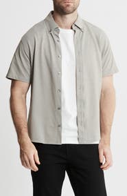 JACHS Short Sleeve Stretch Oxford Button-Up Shirt