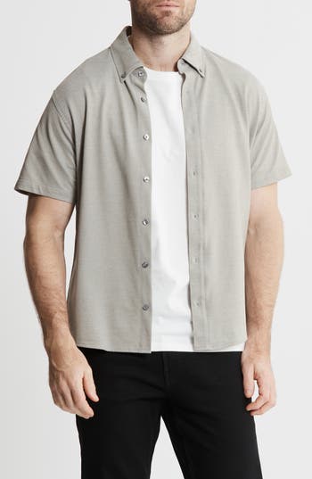 Jachs Short Sleeve Stretch Oxford Button-up Shirt