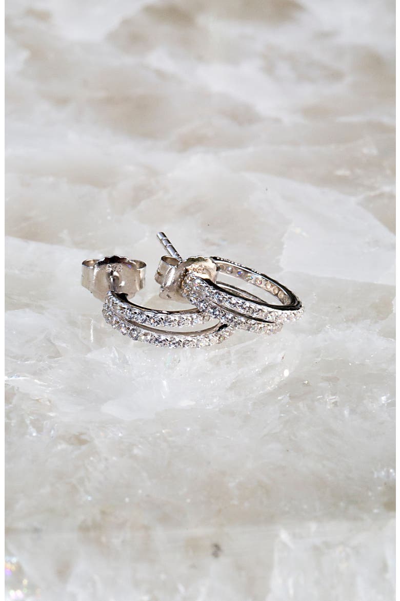 Evil Twin Double Huggie Hoop Earrings, Alternate, color, Silver