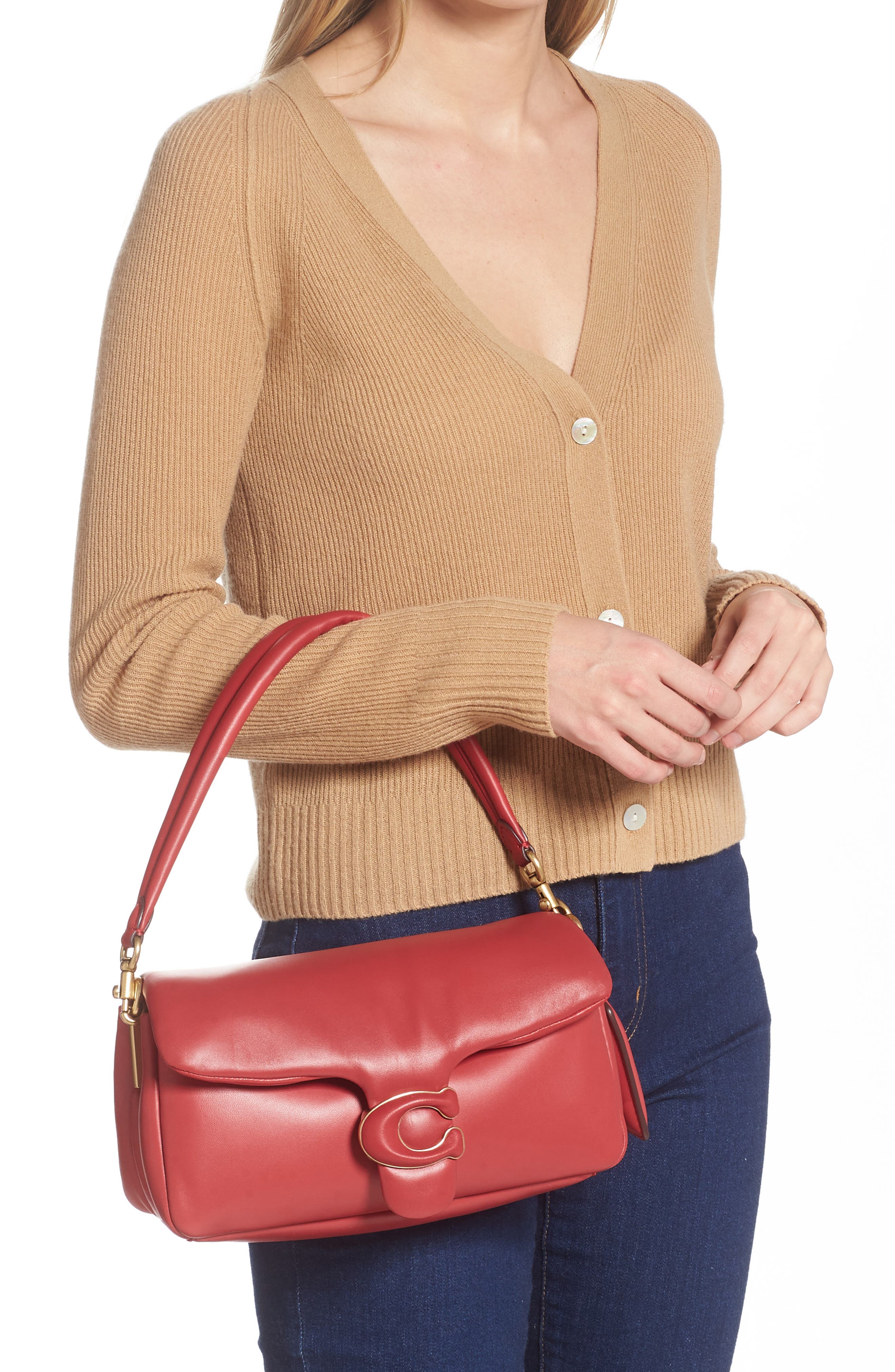 Pillow Leather Crossbody Bag, Alternate, color, RED APPLE