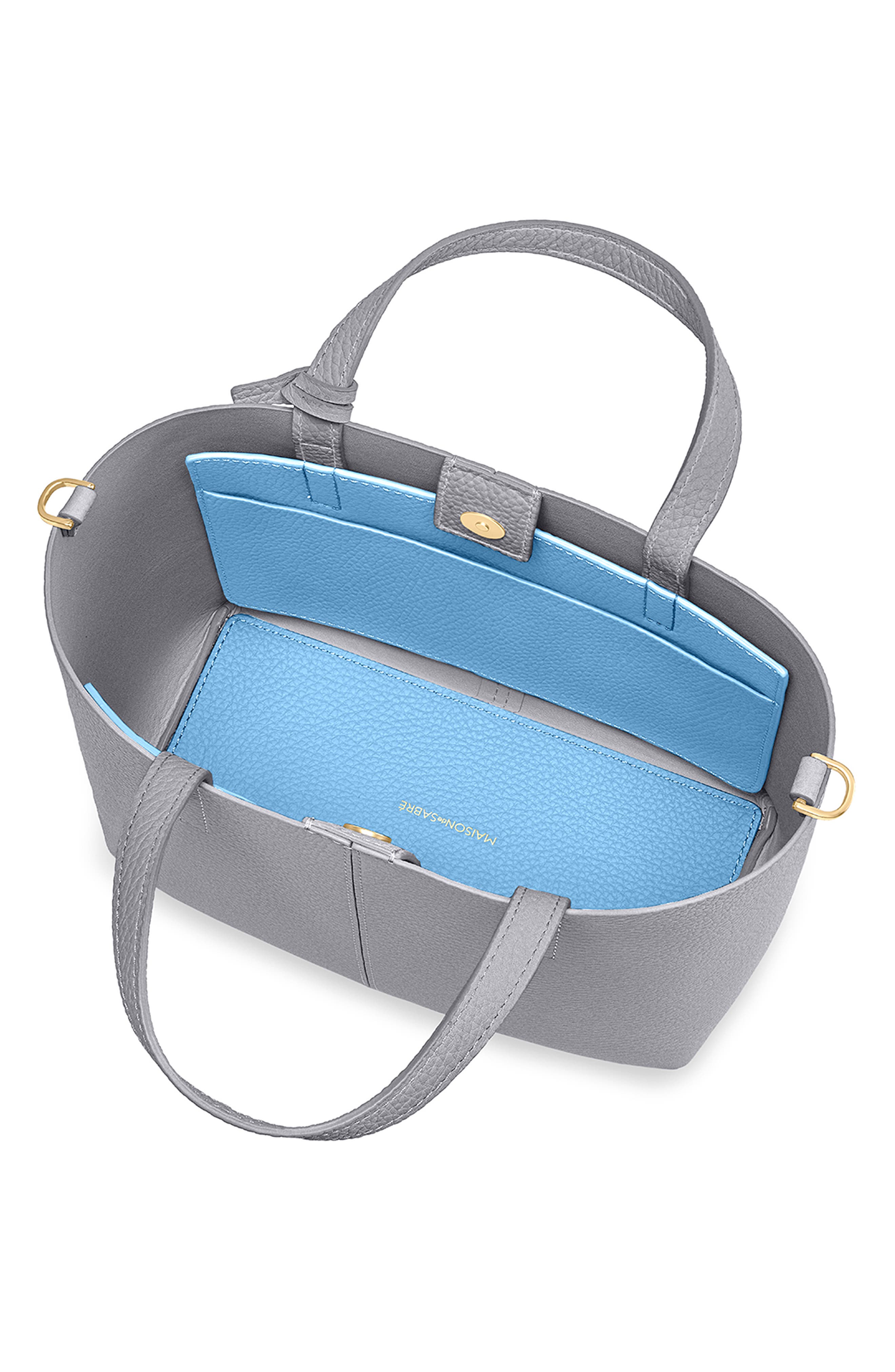 Small Leather Soft Tote, Alternate, color, Dove Grey
