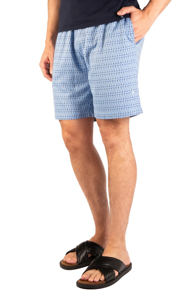 Martini Print French Terry Shorts, Alternate, color, LT BLUE