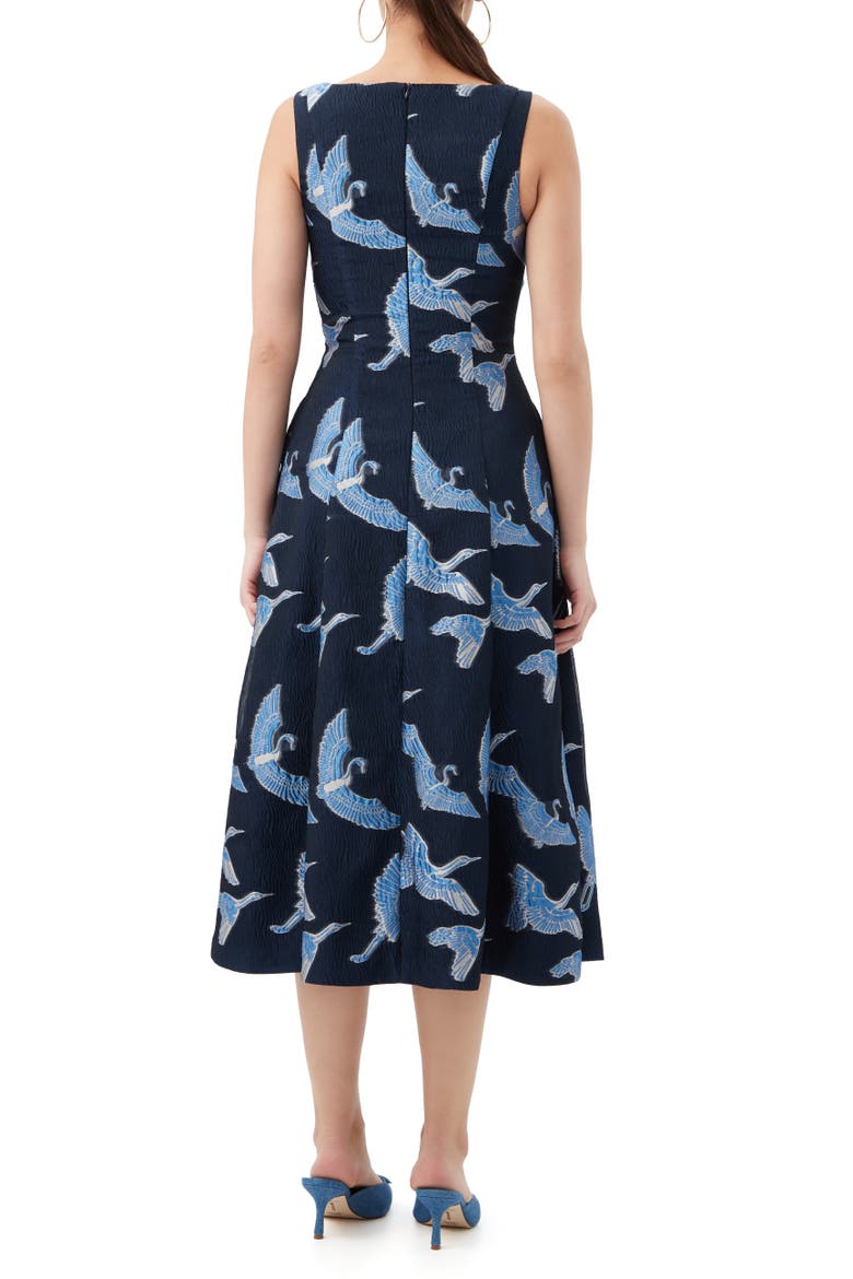 Valor Crane Midi Dress, Alternate, color, Ink Multi