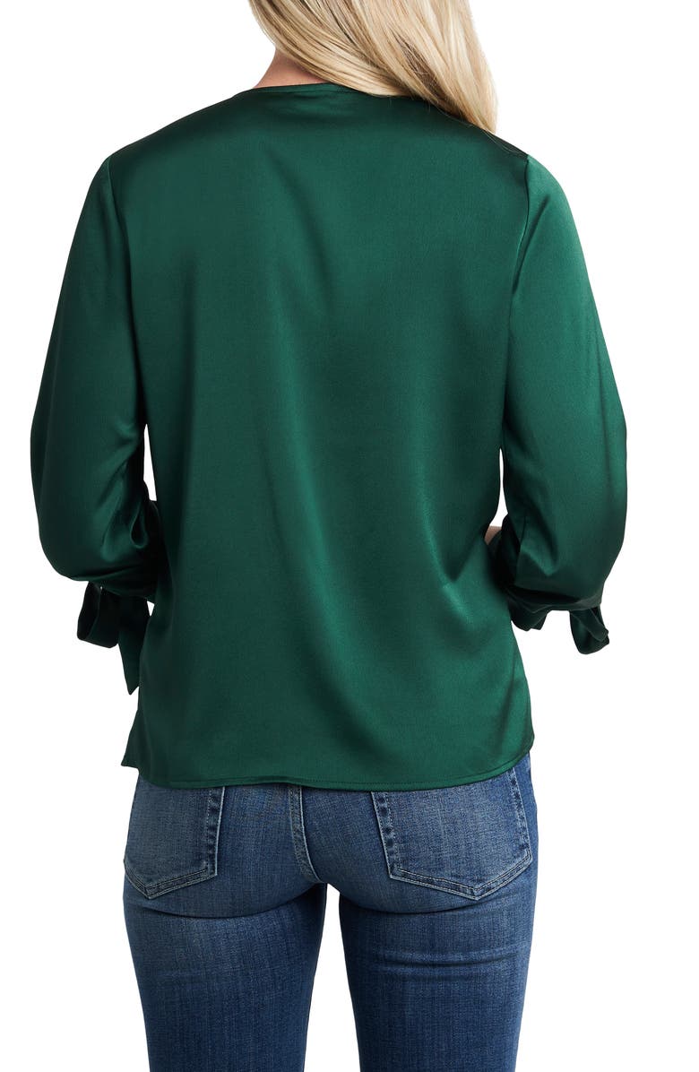 CeCe Tie Cuff Satin Top, Alternate, color, 