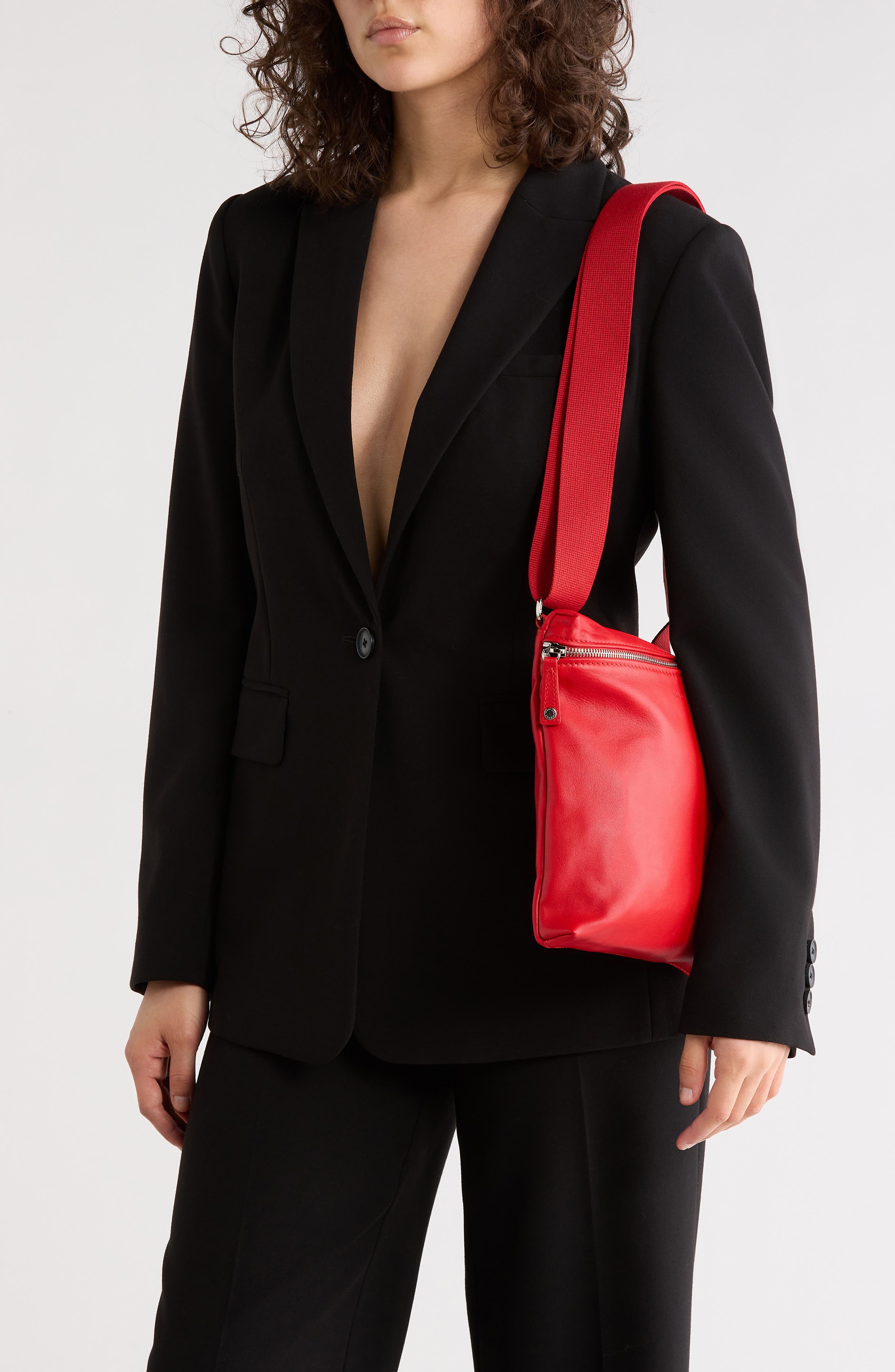 Longchamp Parisis Small Leather Crossbody Bag, Alternate, color, Vermilion