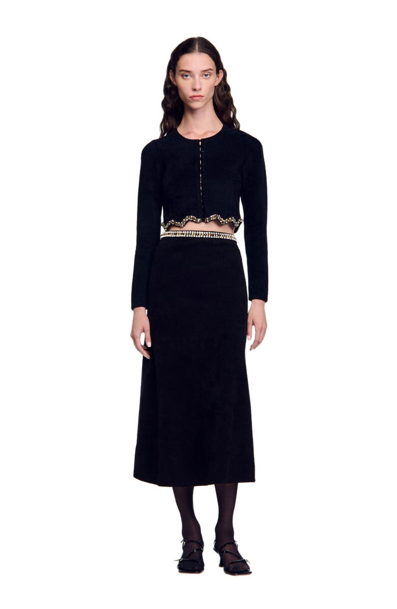 SANDRO Short rhinestone skirt, Alternate, color, 