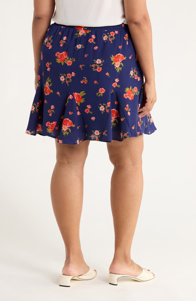 SUGARLIPS Floral A-Line Skirt, Alternate, color, Navy-Coral