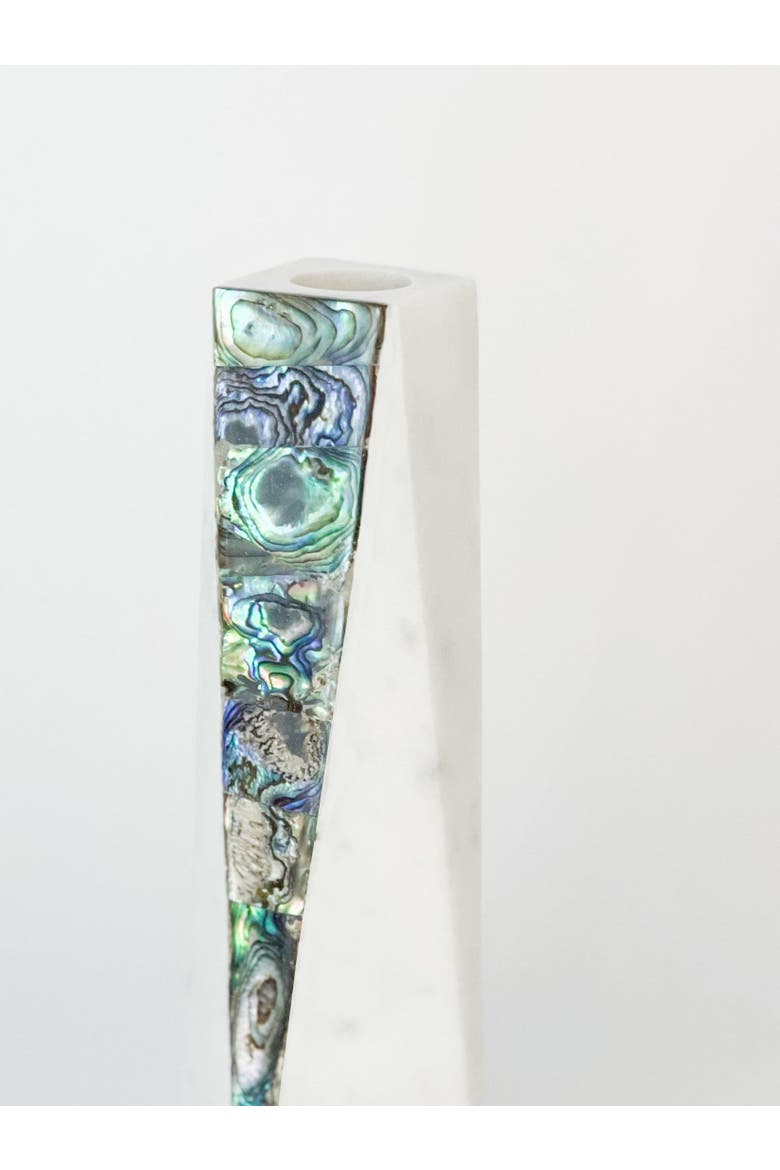 Rainbow Pearl Marble Candle Holder, Alternate, color, White