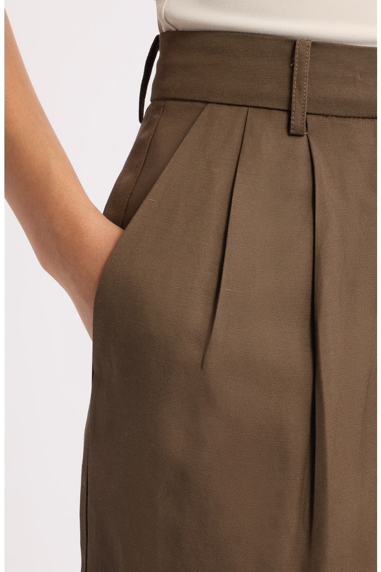 Pleated High Waist Shorts, Alternate, color, MUSHROOM