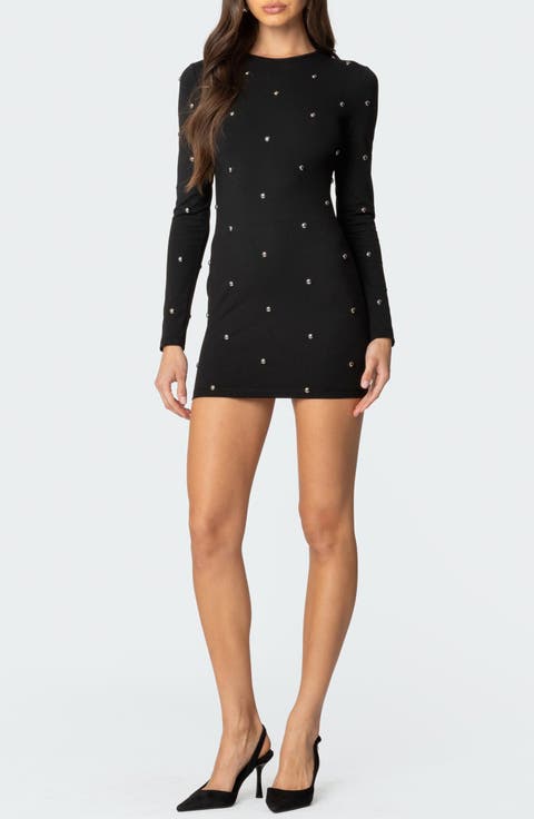 Solace Studded Long Sleeve Minidress