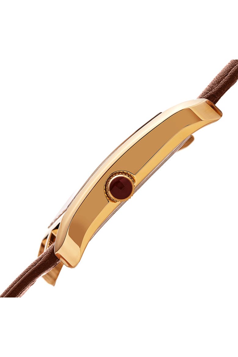 Women's Sofia 1421 Asymmetrical Case Leather Strap Watch, 24mm, Alternate, color, TAN