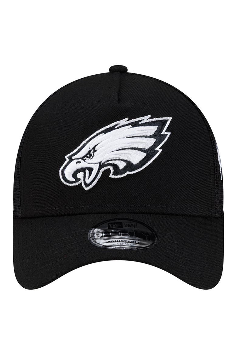 Men's New Era Black Philadelphia Eagles City Script 9FORTY A-Frame Adjustable Hat, Alternate, color, Black