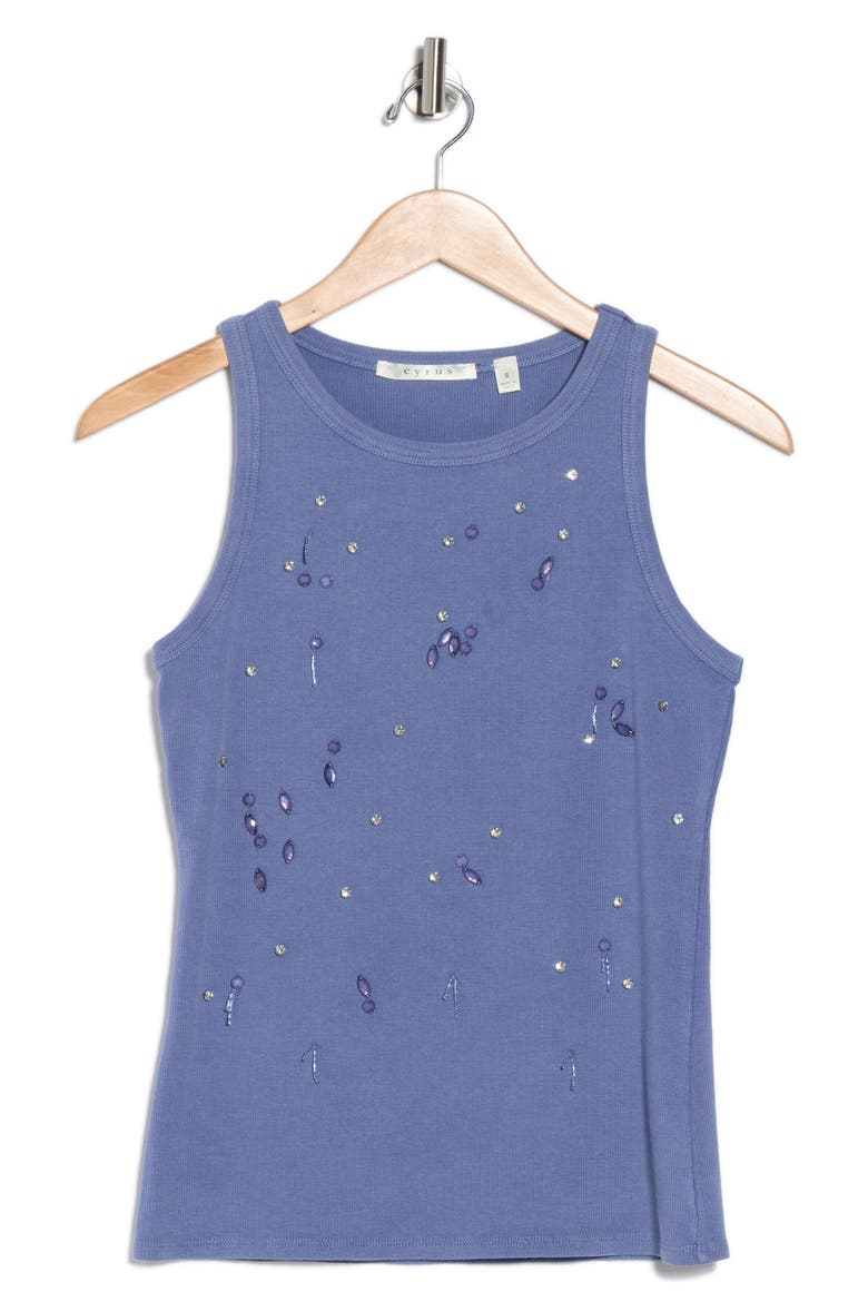 Crystal Embellished Sleeveless Top, Alternate, color, MARLIN