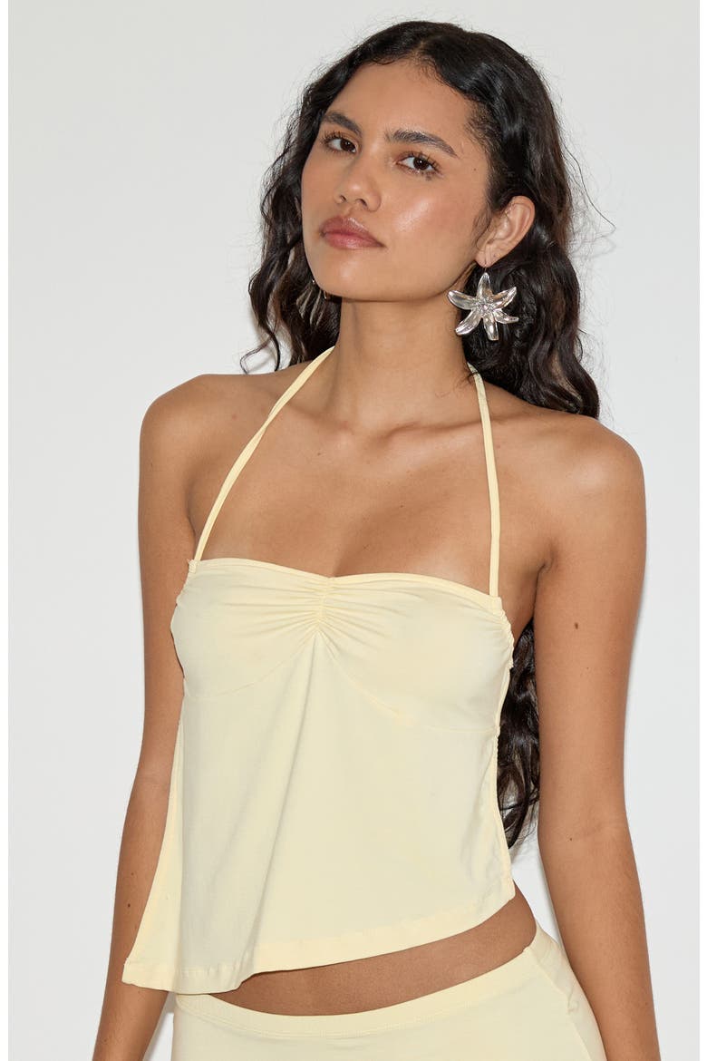 Kins Asymmetric Tie Back Halter Top, Alternate, color, RAYON LEMON