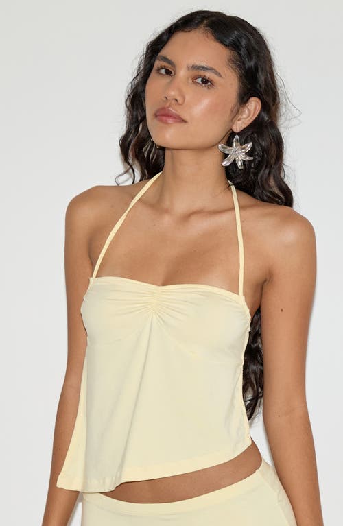 Motel Kins Asymmetric Tie Back Halter Top In White