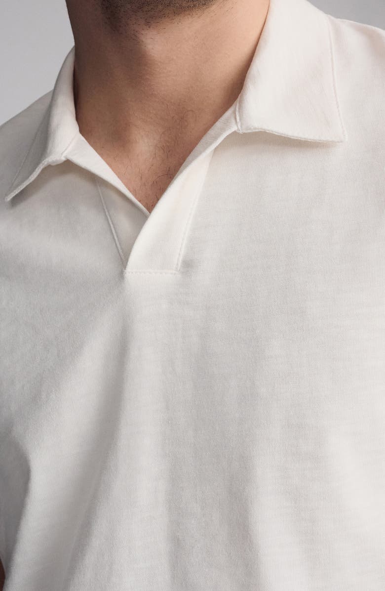 Mavi Jeans Solid Cotton Johnny Collar Polo, Alternate, color, Antique White