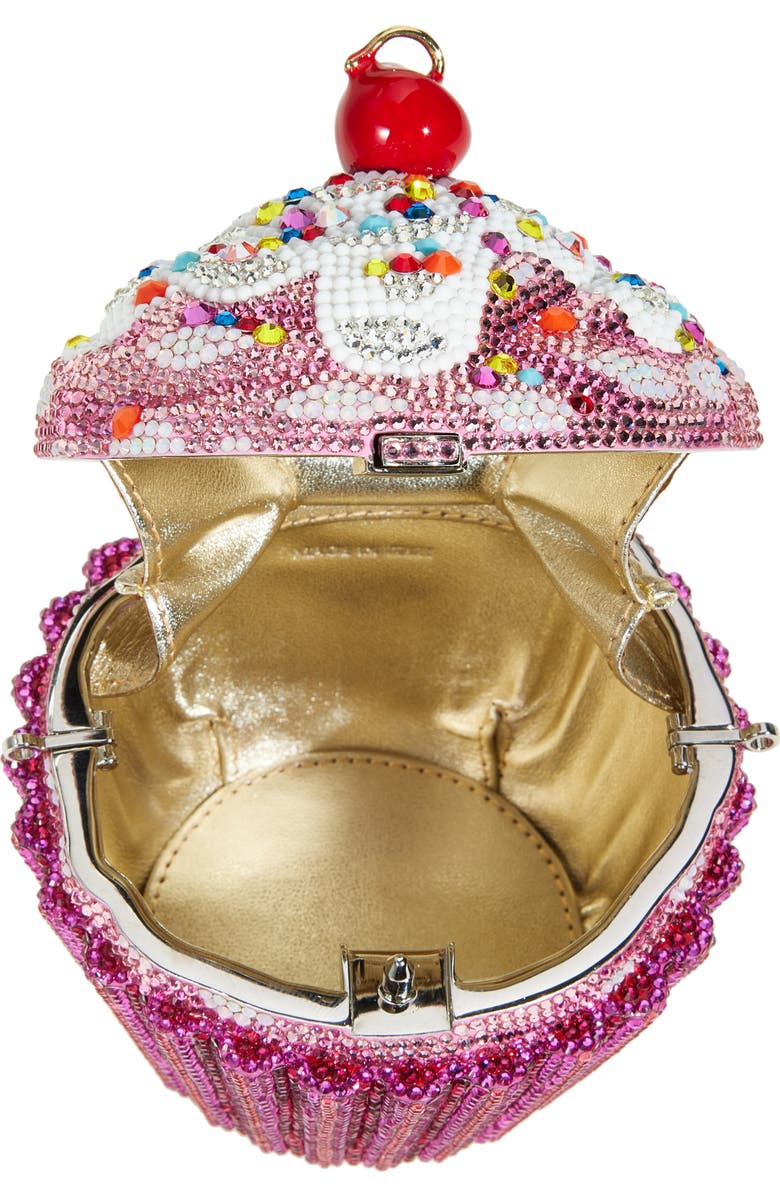 JUDITH LEIBER COUTURE Cherry Cupcake Crystal Clutch, Alternate, color, Silver Fuchsia Multi