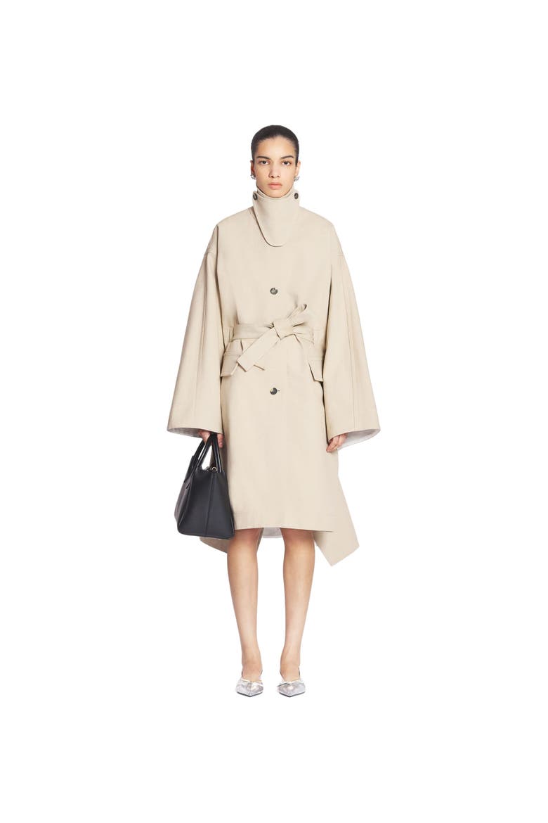 CAPE COAT WITH A COLLAR, Main, color, DARK BEIGE