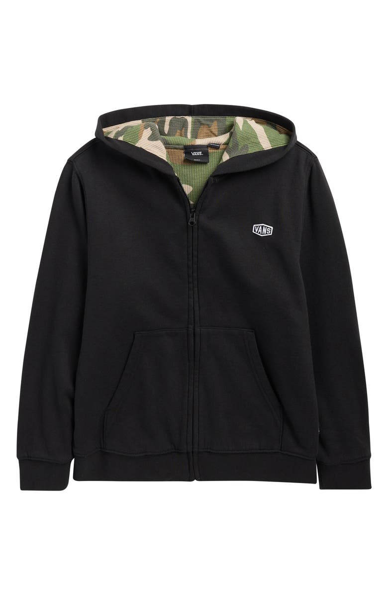 Vans Kids' Dover Thermal Lined Zip-Up Hoodie, Main, color, Black/Vintage Camo