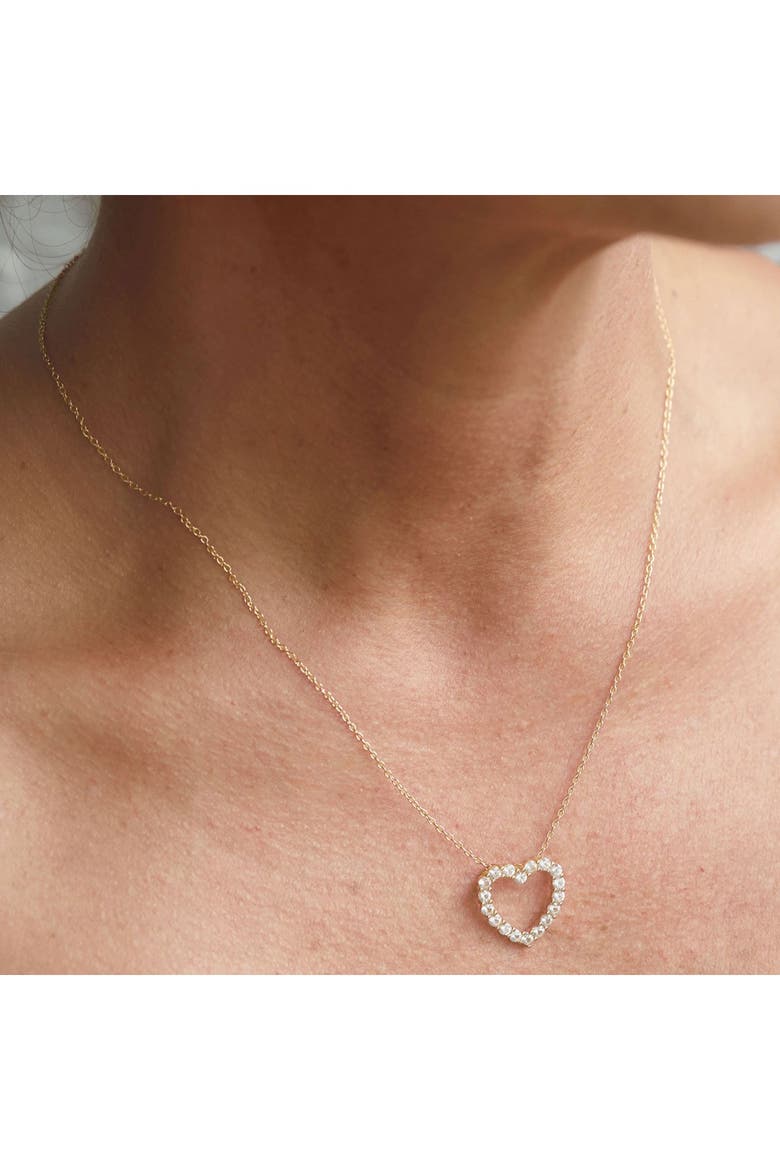 SAVVY CIE JEWELS 18K Gold Vermeil Lab Created White Sapphire Heart ...