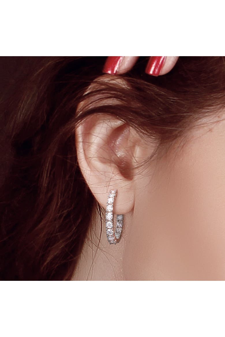 Moissanite Hinged Hoop Earrings, Alternate, color, Sterling Silver