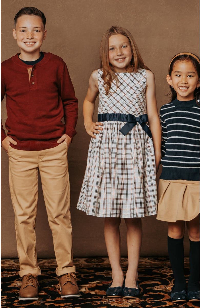 Hope & Henry Girls' Organic Mock Neck Sweater, Kids, Alternate, color, Navy Breton Stripe