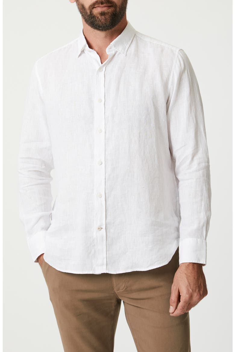 Linen Chambray Button-Up Shirt, Main, color, BRIGHT WHITE
