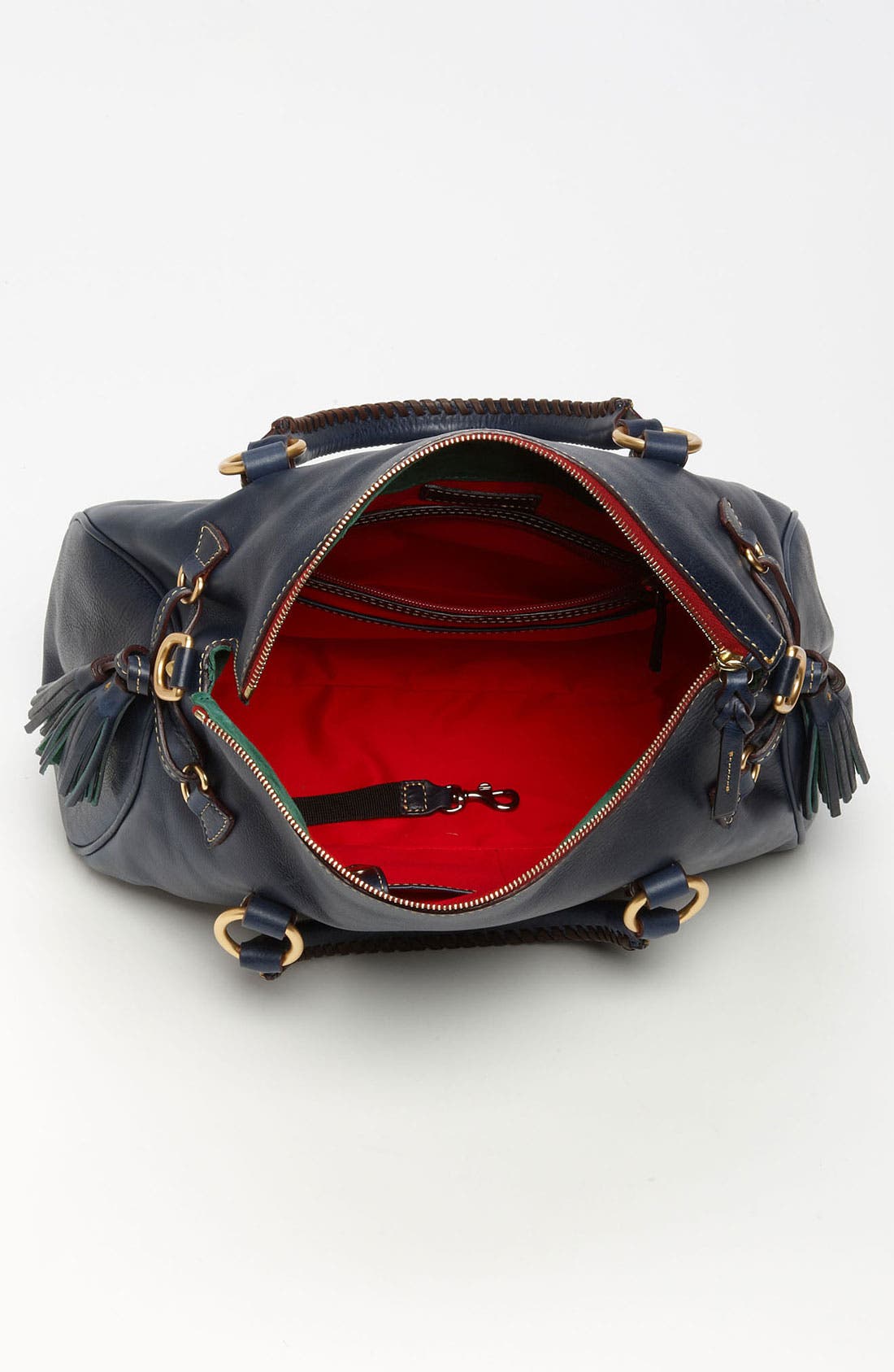 'Florentine Collection' Vachetta Leather Satchel, Alternate, color, NAVY