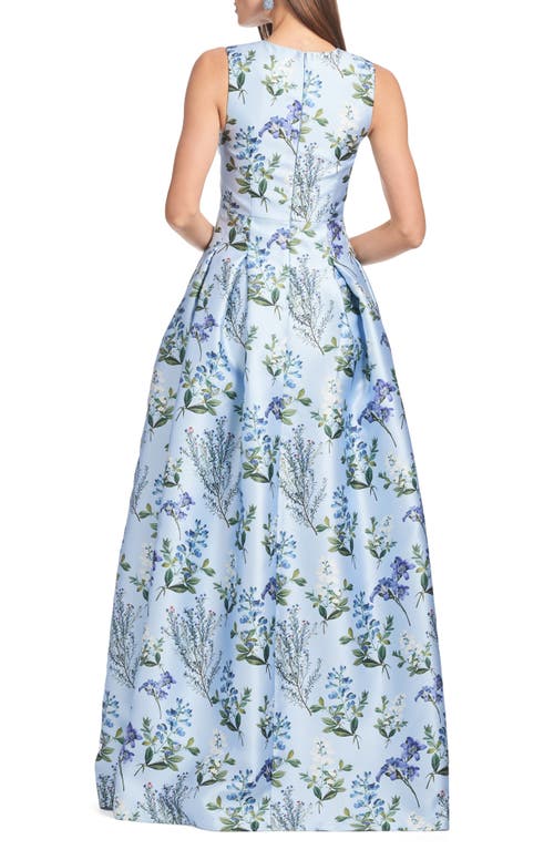 Sachin & Babi Brooke Floral Sleeveless Mikado Gown In Freesia Forest