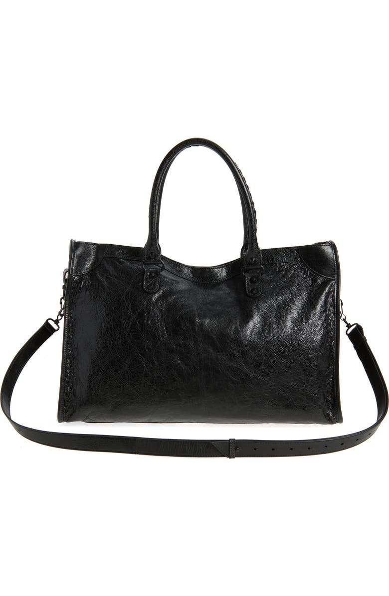 Balenciaga Large Le City Crinkled Leather Tote, Alternate, color,