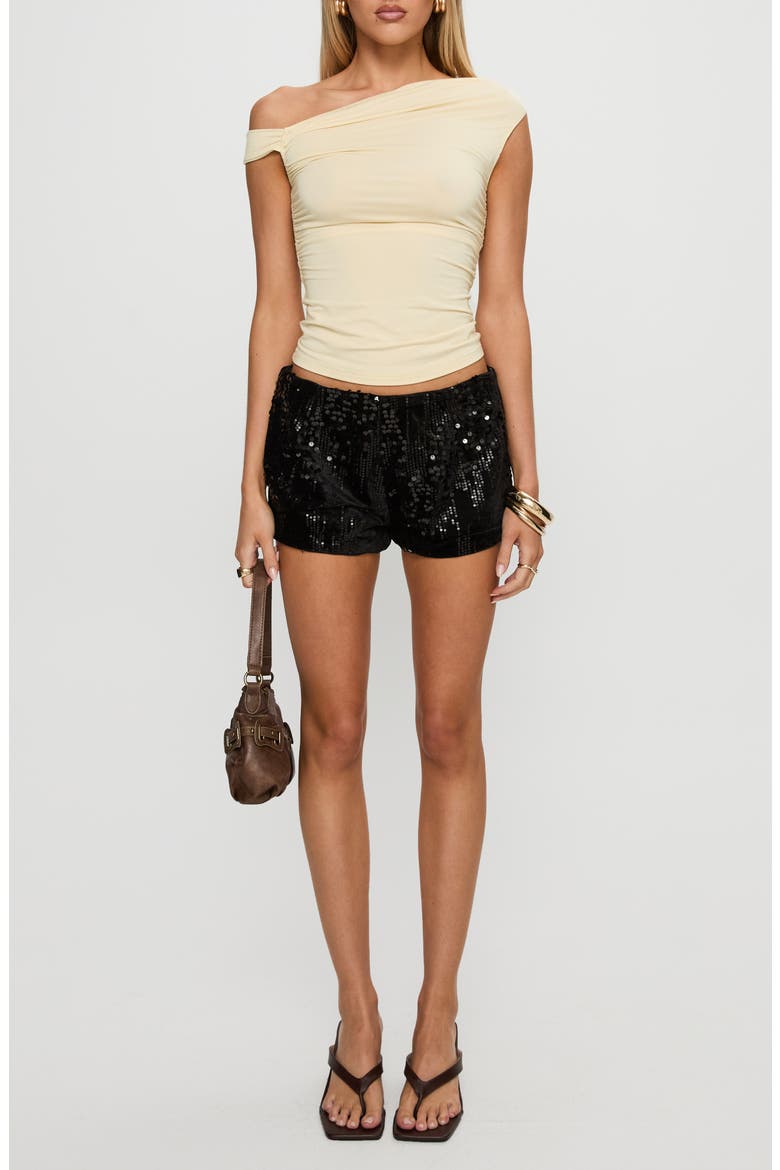 Showtime Micro Sequin Shorts, Main, color, BLACK