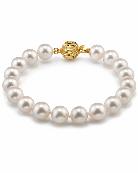 8.0-8.5mm Hanadama Akoya White Pearl Bracelet