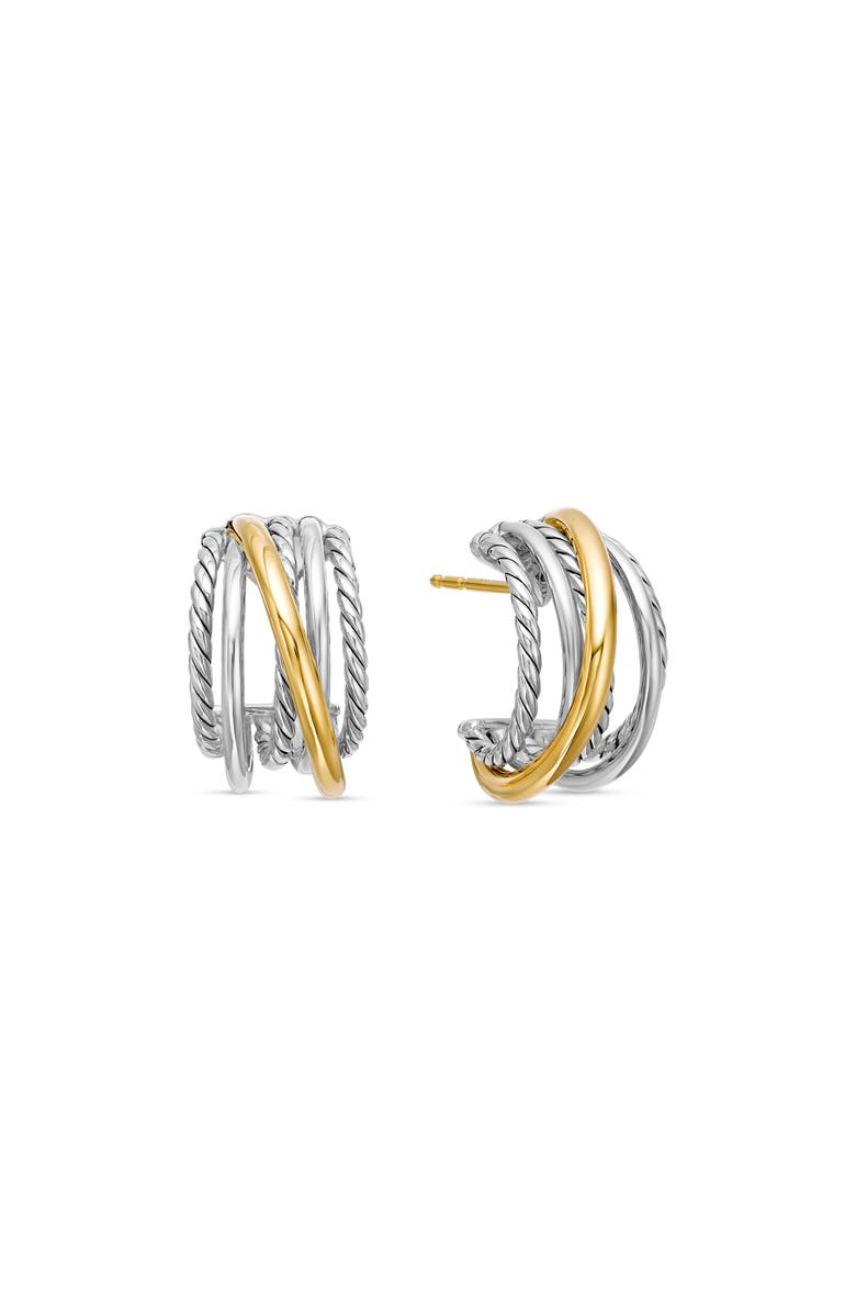 David Yurman Crossover Huggie Hoop Earrings, Main, color, Silver/ Gold