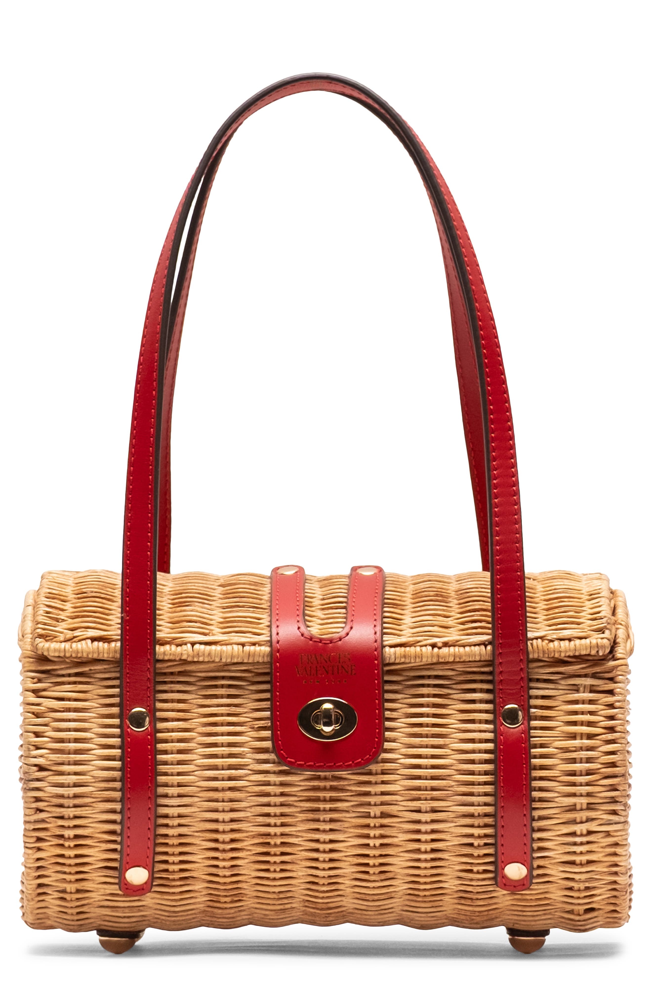 Dottie Wicker Basket Bag, Main, color, RED