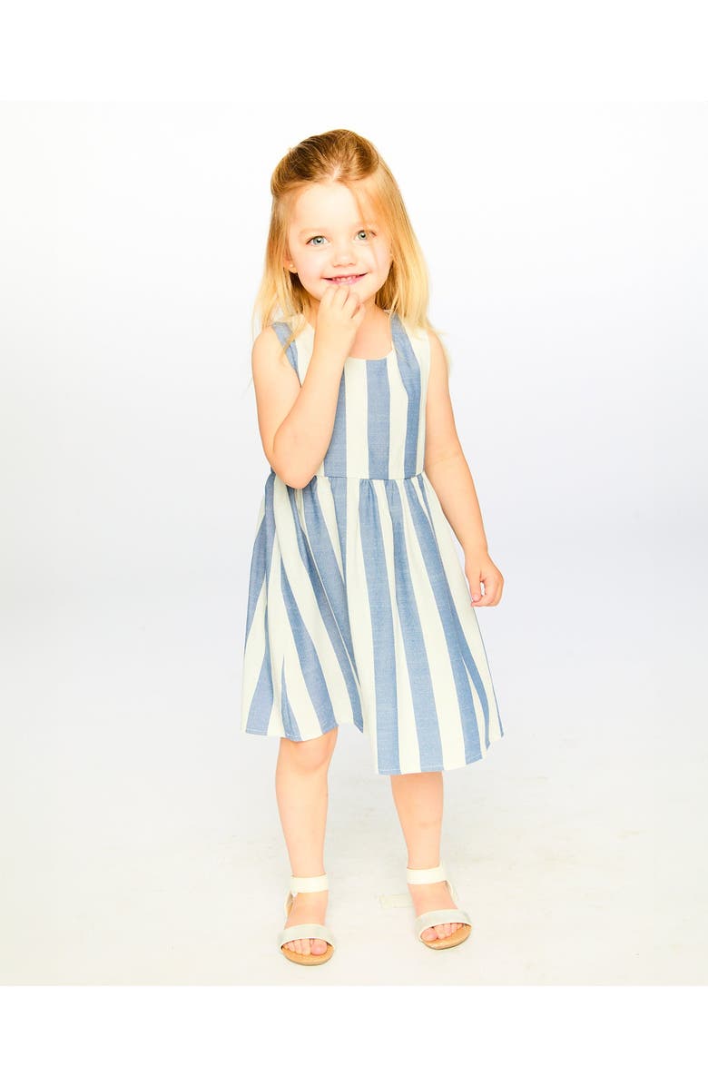 Deux par Deux Sleeveless Striped Flared Dress, Alternate, color, White And Blue Stripes