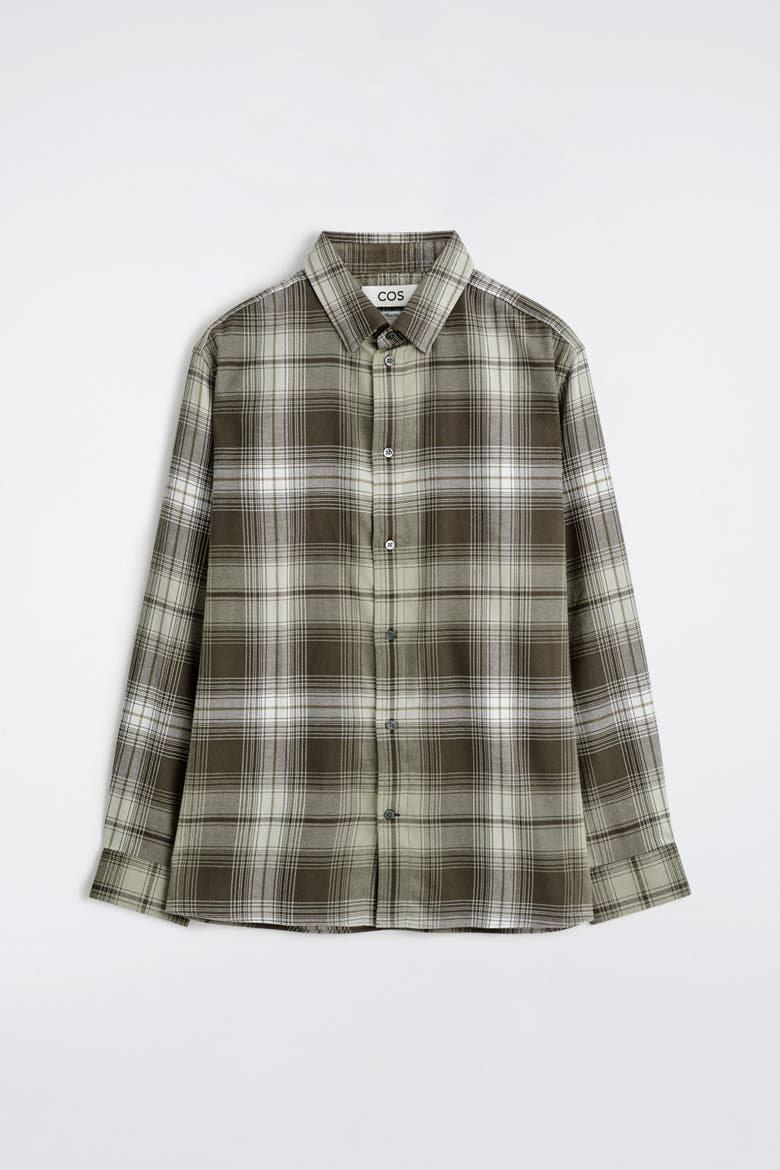 Checked Pima Cotton Shirt, Alternate, color, KHAKI / BROWN / CHECKED