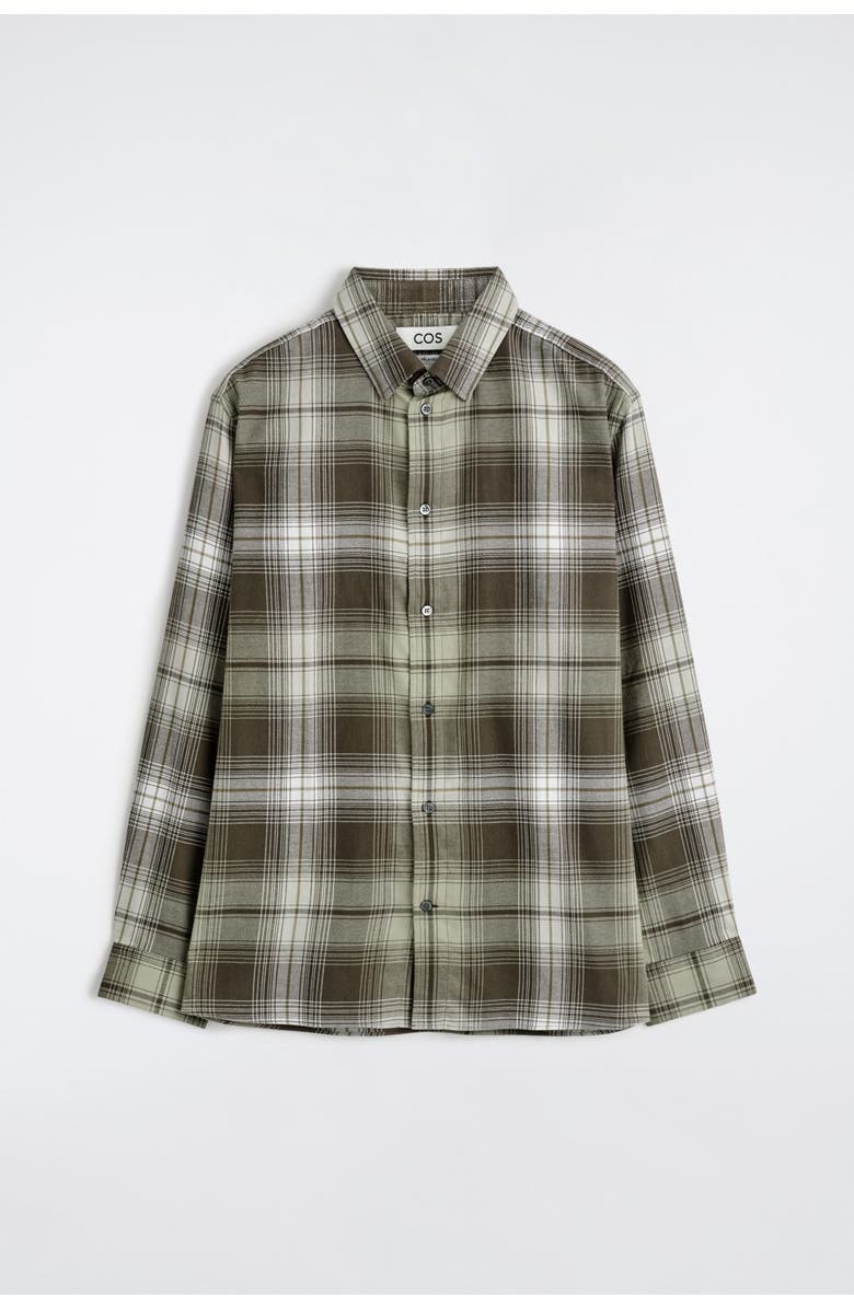 COS Checked Pima Cotton Shirt, Alternate, color, Khaki / Brown / Checked