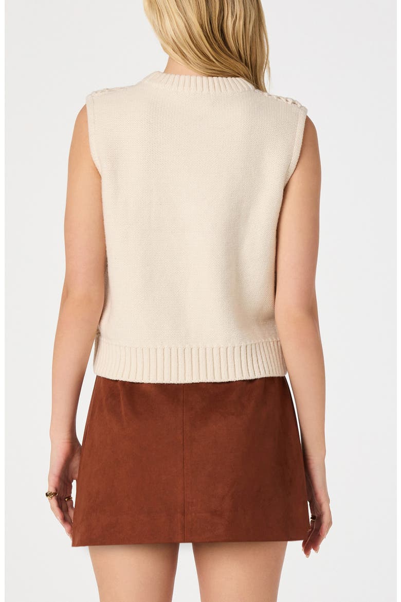 Edlyn Patchwork Cable Knit Sweater Vest, Alternate, color, CREAM