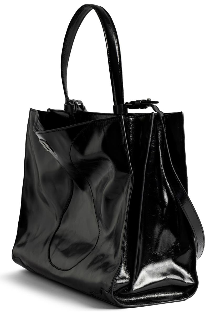 Zadig & Voltaire Jack Patent Leather Shoulder Bag, Alternate, color, Black