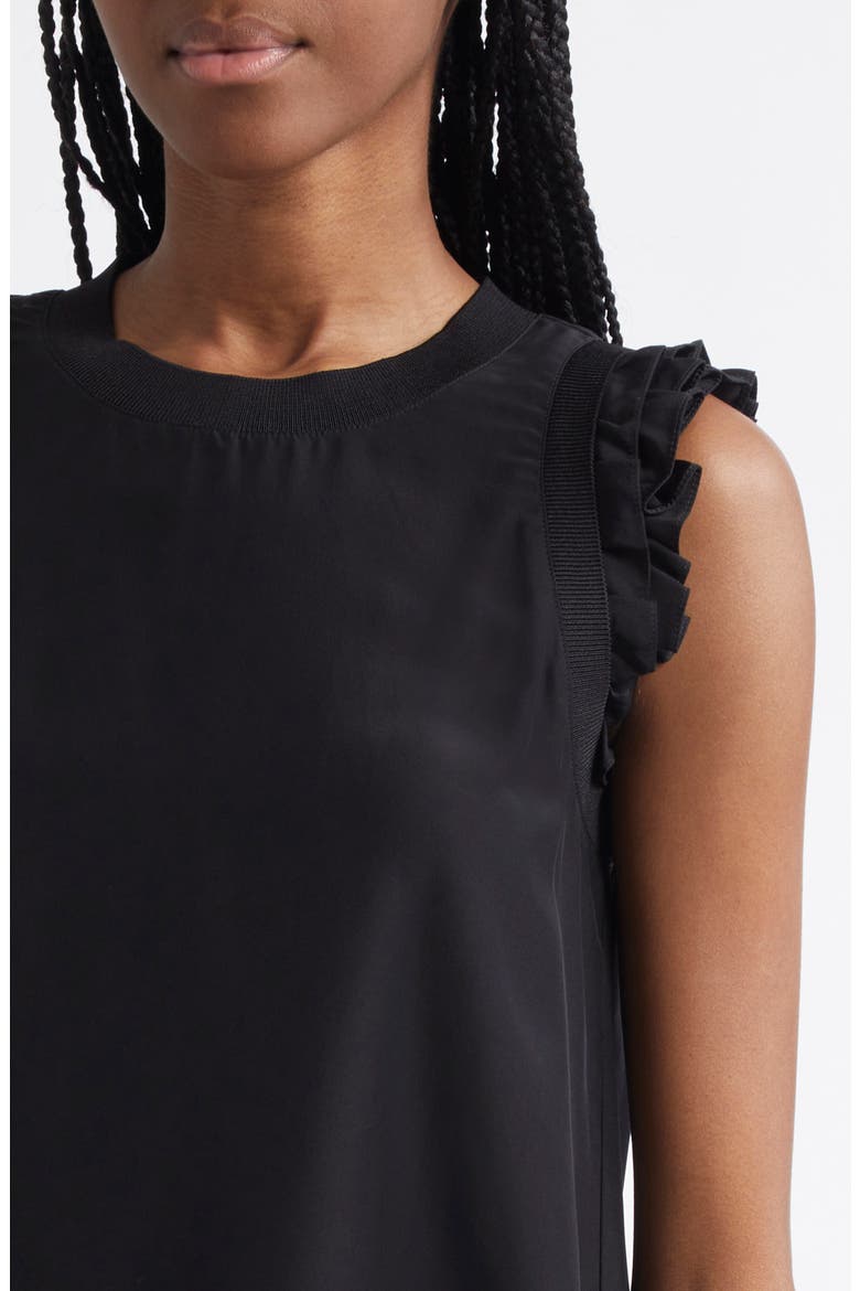 Lenore Ruffle Sleeve Silk Top, Alternate, color, BLACK
