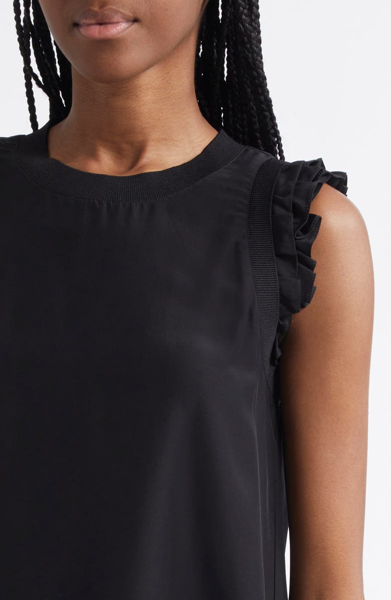 Cinq à Sept Lenore Ruffle Sleeve Silk Top, Alternate, color, Black