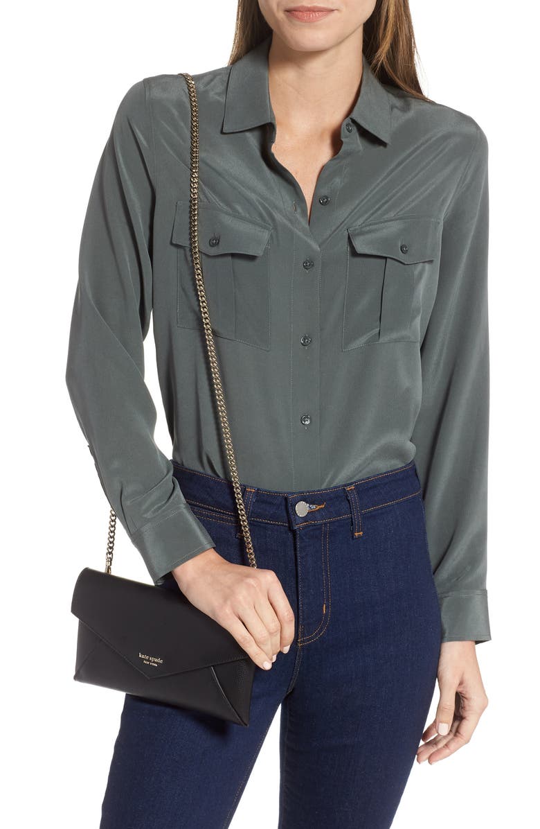 Kate Spade New York sylvia leather wallet on a chain, Alternate, color, 