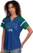 STARTER Women's Starter Royal Seattle Seahawks Game On Notch Neck Raglan T-Shirt